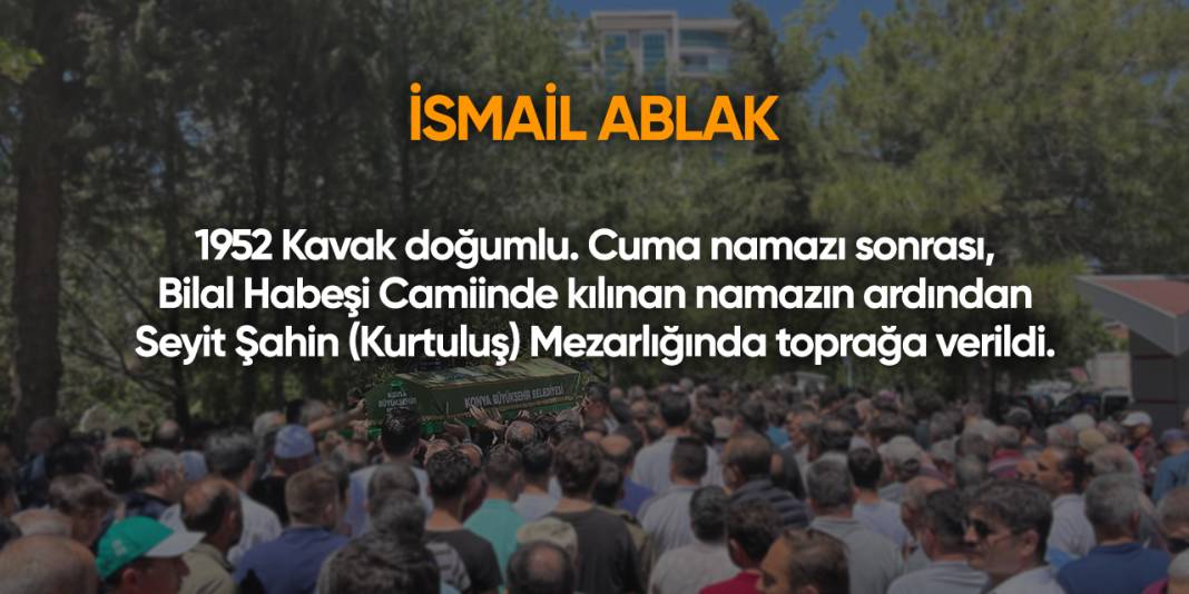 Konya'da bugün vefat edenler | 27 Aralık 2024 3